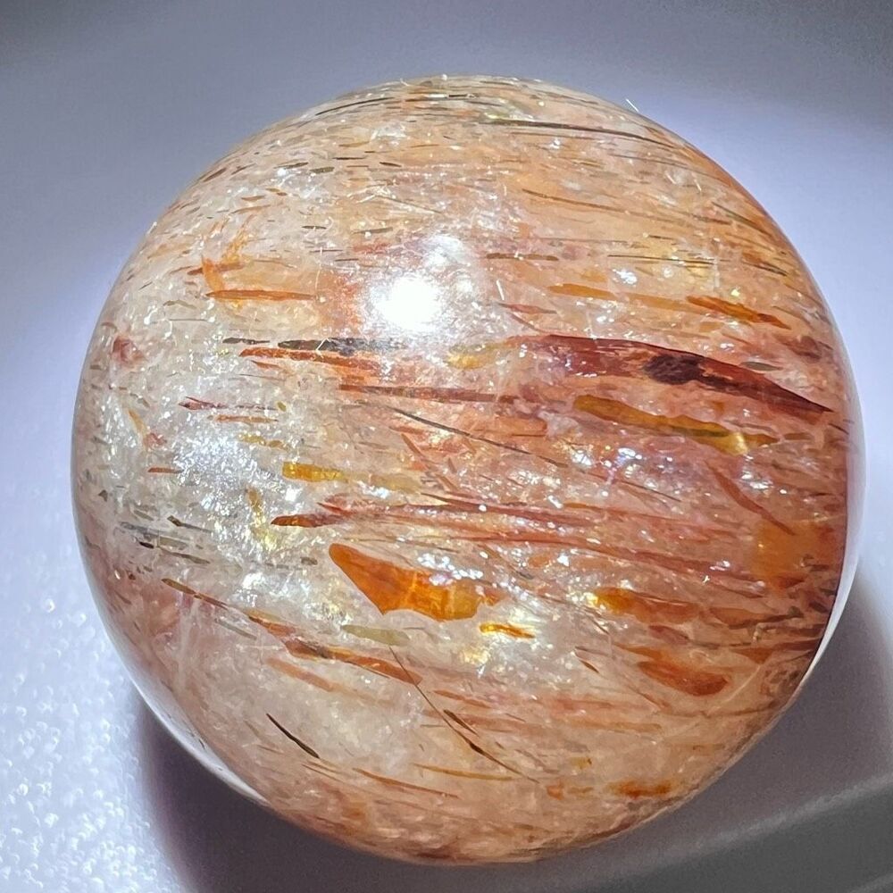 Golden Rutilated Quartz Marble Sphere - Picture 4 of 13